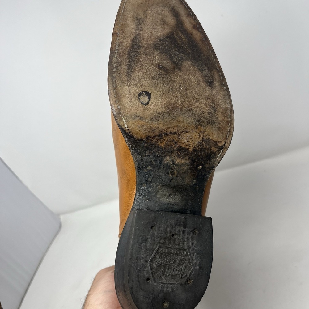 VTG Tony Lama Cowboy Boots Brown Leather Western Mens Size 10.5 D Two Tone 7145 - Picture 5 of 16